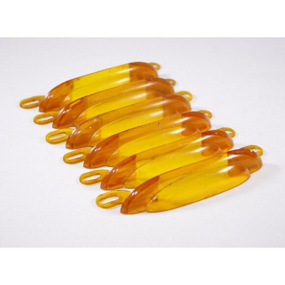 SET of 2 Orange Lucite Art Deco drawer pull inserts, drawer handle parts - Picture 5 of 10